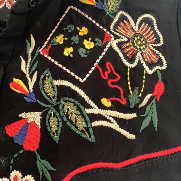 Zara Trafaluc Black Embroidered Sheer Shirt - Picture 2 of 4